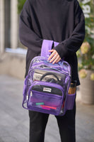 Clear Backpack For School XL | Top YKK® Zip | Purple Rhino: Purple Rhino