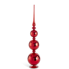 28 Inch Red Glass Triple Ball Finial