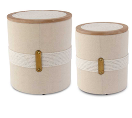 Canvas Storage Ottomans w/Nautical Rope Nesting