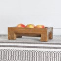 Rectangular Wood Bowl on Riser