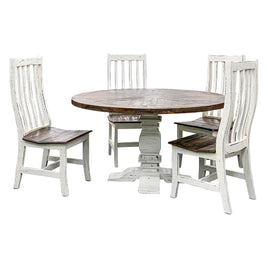 55" Round Pedestal Dining Table with 4 Chairs